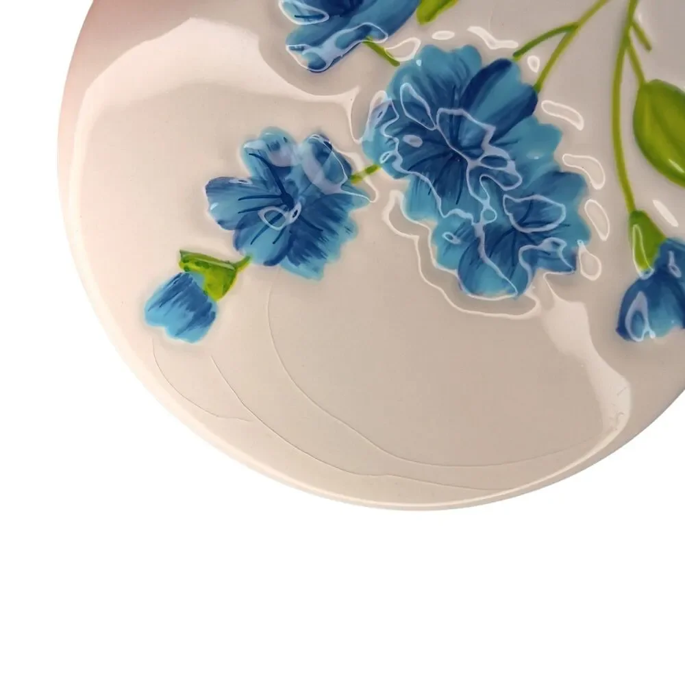 4 Floral Ceramic Handpainted Coasters Red Yellow Blue Green 4.5